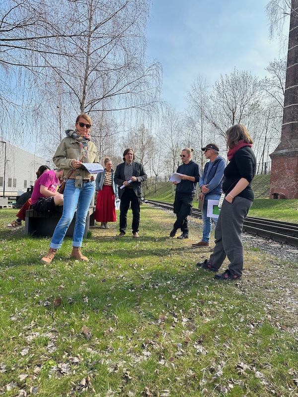 EuroBean organisation team inspects the outdoor area of the Chemnitz Industrial Museum